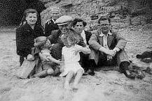 All the family together at Marsden beach in the 1950s.
