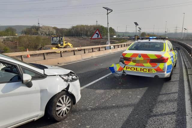 A drink driver crashes into a police car on Sheffield Parkway, near Catcliffe.