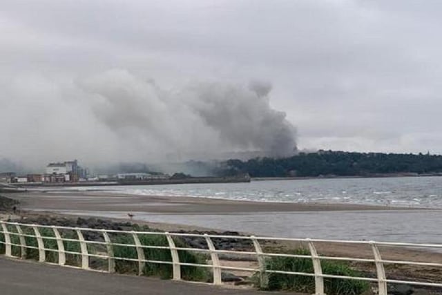 The smoke from the fire can be seen from the opposite end of the waterfront in Kirkcaldy