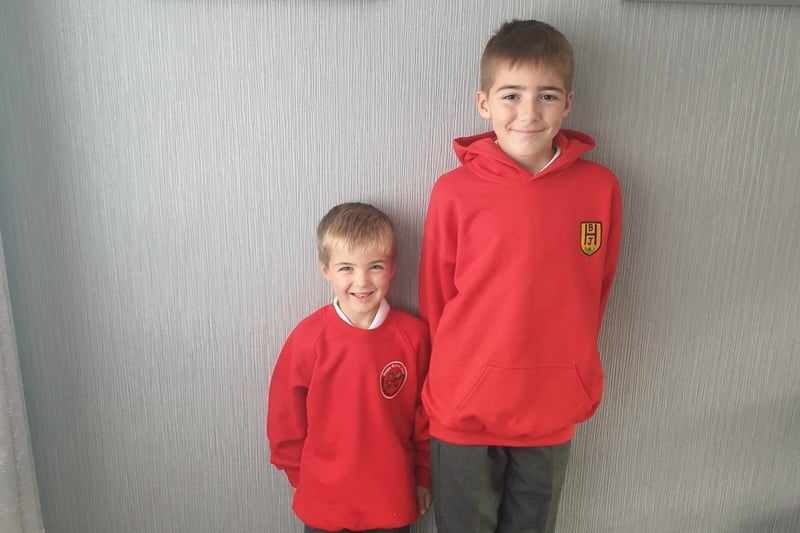 Harry and Jack Mcdougall all ready for the new term in Year 1 and Year 6.