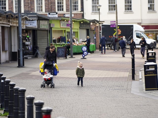 Shoppers on the first day of the second national lockdown in Doncaster. Picture Scott Merrylees