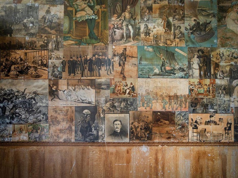 Interesting collage of pictures on one of the walls.
