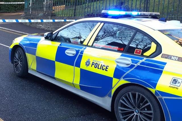 An armed man told South Yorshire Police offices he ‘wanted to die’ and pointed a loaded crossboss at them. File picture shows a South Yorkshire Police attending an incident