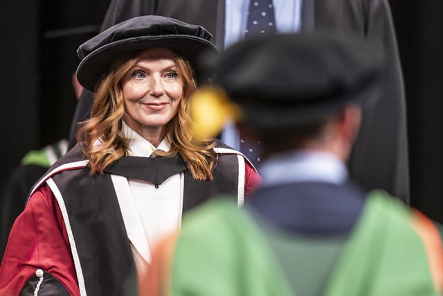Geri Halliwell-Horner during a ceremony where she received an honorary doctorate from Sheffield Hallam University at Ponds Forge International Sports Centre in Sheffield. Picture date: Tuesday November 22, 2022.