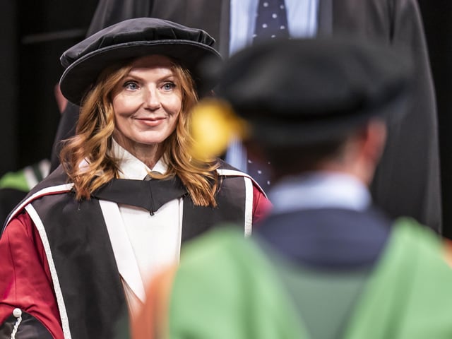 Geri Halliwell-Horner during a ceremony where she received an honorary doctorate from Sheffield Hallam University at Ponds Forge International Sports Centre in Sheffield. Picture date: Tuesday November 22, 2022.