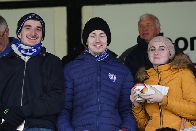 Chesterfield fans before the game at Chorley on 7 March 2020.