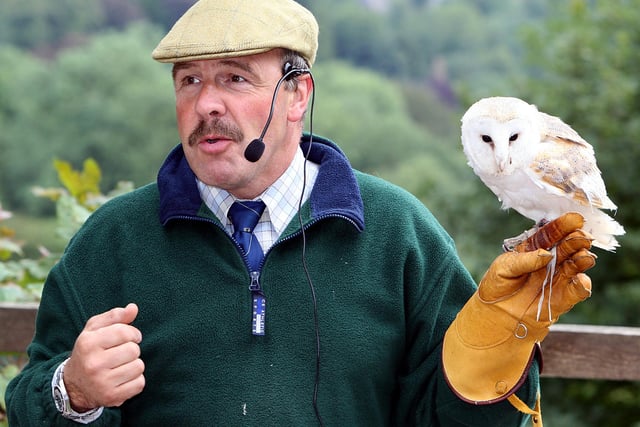 James McKay of the National Hawking School in Ashover and three-year-old Barn Owl Islay entertained the crowds in the new amphitheatre at the Heights of Abraham, Matlock Bath in 2006