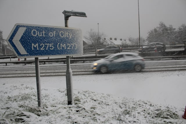 Drivers are given a slushy goodbye as they leave Portsmouth.