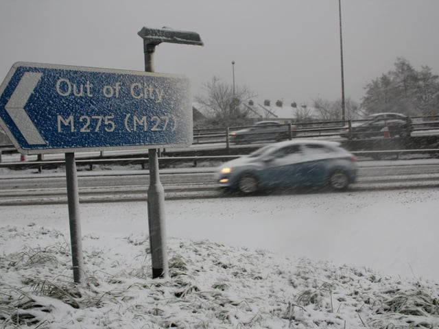 Drivers are given a slushy goodbye as they leave Portsmouth.