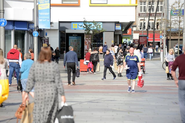 Shoppers head out on Friday in Sunderland.