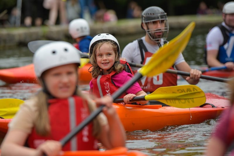 Youngsters take to the water to try their hand at kayaking as part of events to mark the 250th anniversary of the historic Cromford Mills.