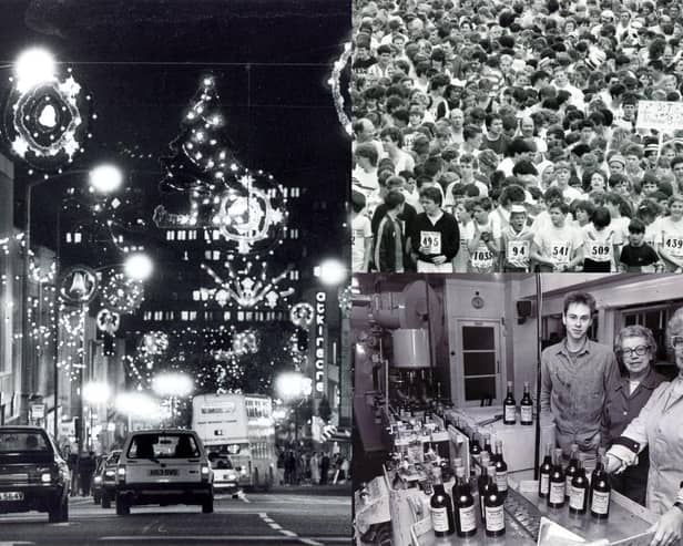 Sheffield's Christmas Lights, runners lining up for the Sheffield Marathon Fun Run and the Henderson's Relish factory pictured in 1987