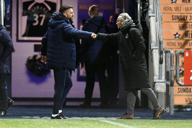 Lee Miller and Danny Lennon at the end of the game.