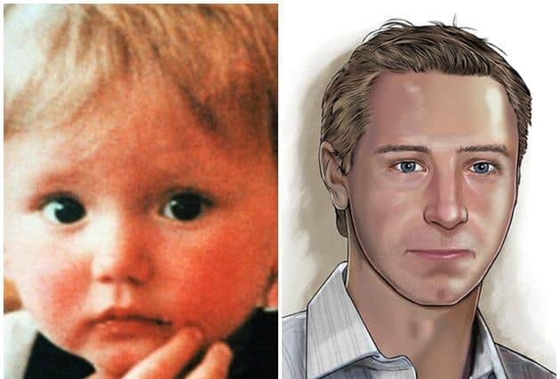 Ben Needham and a digital portrait from 2012 showing how he might look as an adult (Tris Rossin/Family Handout)