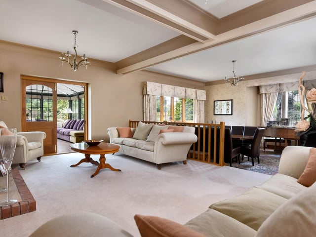 There is an open plan living dining room.