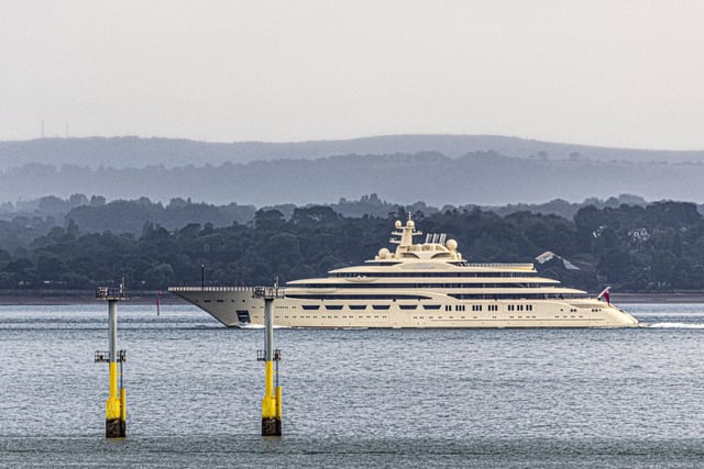 It was a surprise sight to spot the super yacht as she passes through the Solent from Southampton