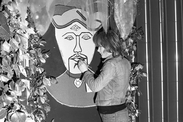 Putting the finishing touches to the Seaham Youth Centre Grotto in 1974.