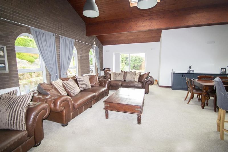 The family room overlooks the rear yard.
