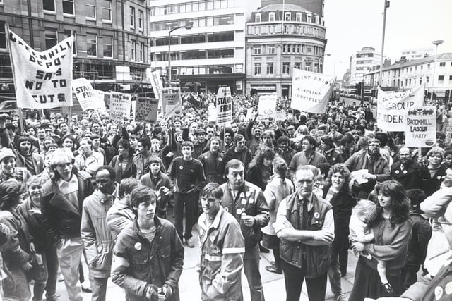 Rate capping protest in Sheffield March 1985