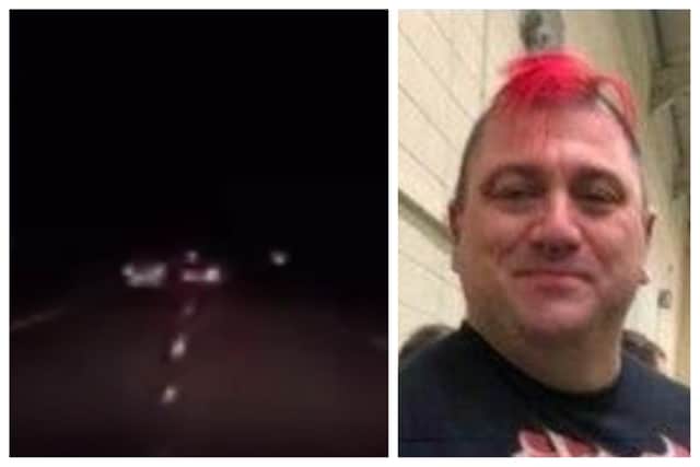 A still from a video showing a van stranded in lane one of the M1 near Sheffield, close to the spot where Jason Mercer (right) was one of two people killed in a crash in 2019. The clip has been shared by the campaign group Smart Motorways Kill, which is calling for all lanes running motorways,  where there is no hard shoulder, to be scrapped