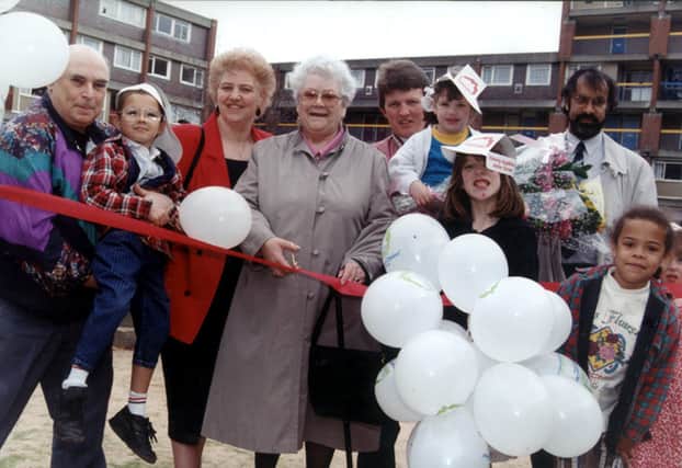 Former Lord Mayor of Sheffield, Coun Doris Askham, opening a play area off Boston Street on April 5, 1995
