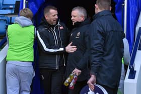 Millwall manager Gary Rowett with Chris Wilder, now of Middlesbrough: Robin Parker/Sportimage