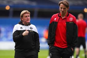 Sheffield United's assistant manager Stuart McCall with midfielder Sander Berge: Simon Bellis / Sportimage