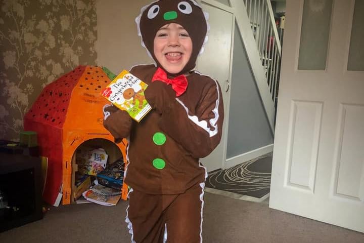 Danny, age 6, looks a treat in his Gingerbread Man costume.