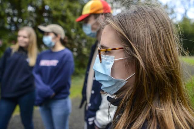 Students wear face masks around campus at The University of York