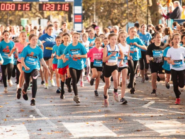 Girls set off on the junior run at the Great South Run on Saturday. Photo: Gary Tiller