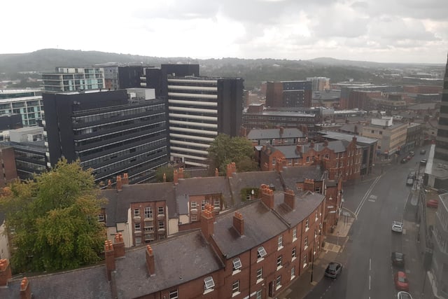 The view from the upper floors of The Balance, looking over the rooftops of Hawley Street and Campo Lane
