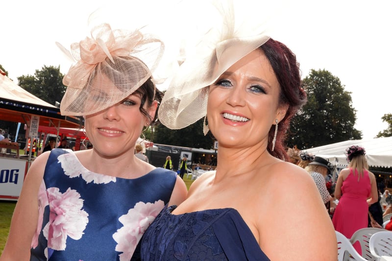 St Leger Festival, Ladies Day 2021. Vicky Adams and Vicki Moxon