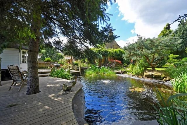The gardens of this property look fantastic. The star of the show has to be this lovely water feature and pond in the back garden.