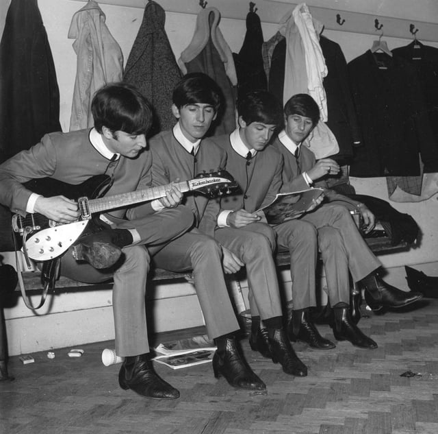 The Beatles waiting to go on stage at Buxton's Pavilion Gardens - 19th October 1963