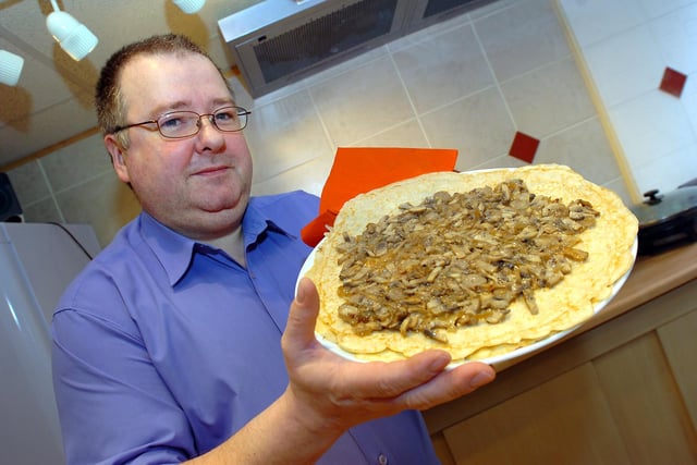 Polska Nalesnikarnia takeaway proprietor Yaromir Przyzcki prepares a pancake in his Silver Street, Doncaster, takeaway back in 2008