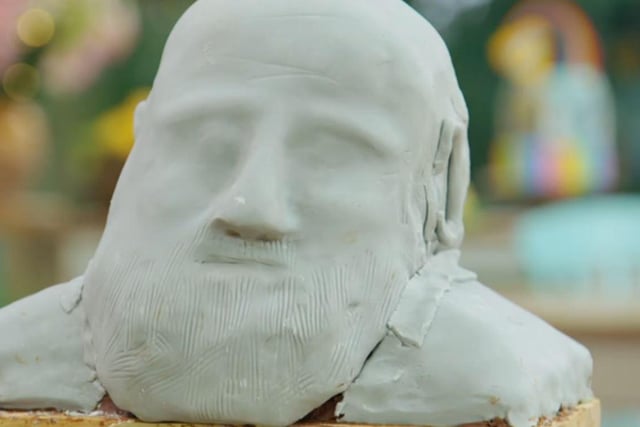 Mark decided to bake a spiced ginger cake bust of his celebrity icon, Charles Darwin (Photo: Channel 4/Getty)