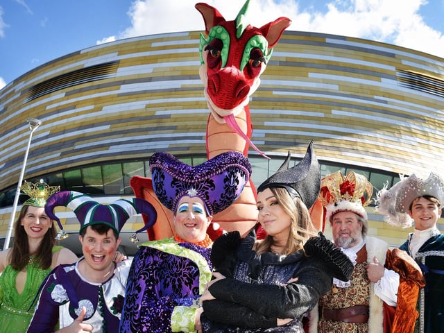 EastEnders star Rita Simons, front, stars as the wicked Carabosse in Sleeping Beauty, which runs at Derby Arena from December 10-January 8. Other cast members include Morgan Brind as Nurse Nancy and Richard Brindley as Mervin. See derbylive.co.uk