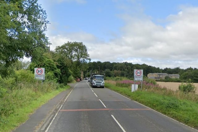 The road, which passes through places such as Belsay, was the scene of 70 casualty accidents.