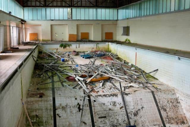 The pool at Wentworth Woodhouse fell into disrepair after Sheffield City Polytechnic stopped using it in 1986. Photo: Wentworth Woodhouse Preservation Trust