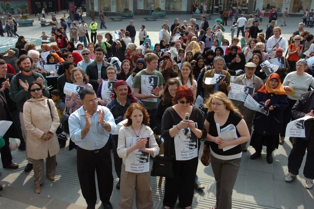 A protest was held against proposed cuts in ESOL (English Speakers of Other Languages) courses for migrants and asylum seekers....and finished with a rally in Barkers Pool.