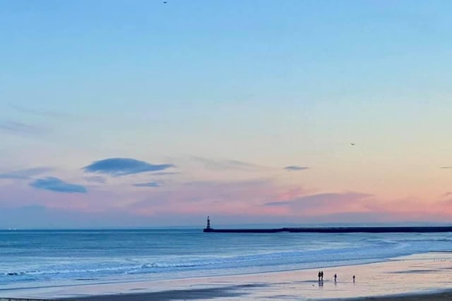 Shades of pink in the sky at Seaburn.