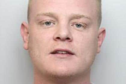 Police confirmed jailed offender Matthew Herring was part of criminal gang led by convicted 26-year-old gangster Stephen Dunford, pictured, formerly of Fellbrigg Road, Sheffield, who was jailed for life in October after he was found guilty of attempted murder after the drive-by shooting of a 12-year-old boy in Arbourthorne in January.