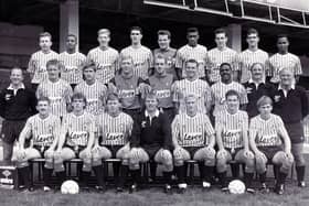 Francis Joseph - third right, middle row - on Sheffield United's 1988/89 squad photo alongside Dave Bassett, Brian Deane and Chris Wilder