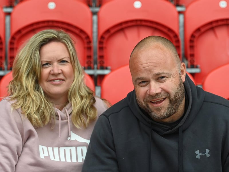 A pair of Rovers fans during the friendly with Newcastle United