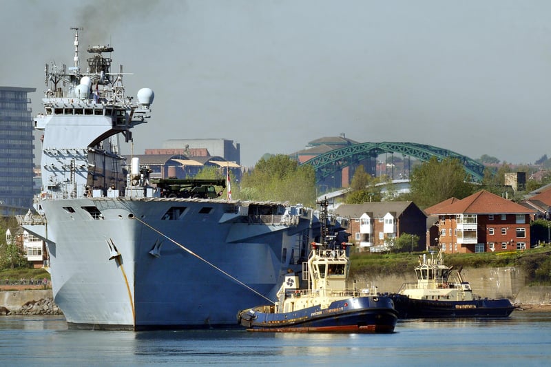 HMS Ocean leaving the Port of Sunderland bathed in sunshine in 2012.