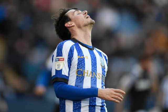 A frustrated Kieran Lee during Sheffield Wednesday's 3-1 defeat to Derby County at Hillsborough. (Photo by George Wood/Getty Images)