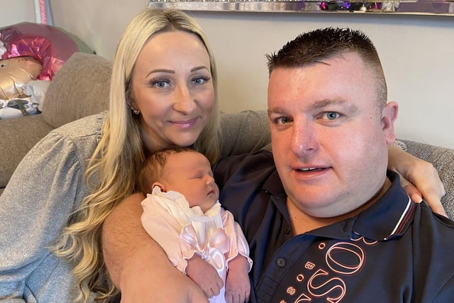 Gina Mcguinness and partner Simon Crowe welcomed beautiful baby daughter Lola Mae Crowe into the world after Gina previously suffered 14 miscarriages.