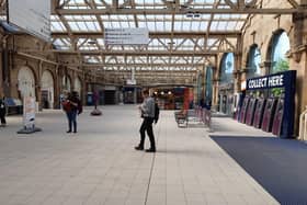 An almost empty Sheffield railway station hit by the rail strikes in June.