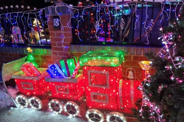 This festive train is part of the amazing Christmas lights display on Lyons Street in Pitsmoor, Sheffield, created to raise money for The Sick Children's Trust