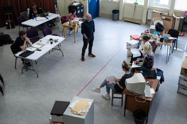 Director Rob Hastie in the rehearsal room for new show Rock / Paper / Scissors, which takes over the Crucible and Lyceum Theatres in Sheffield at the same time